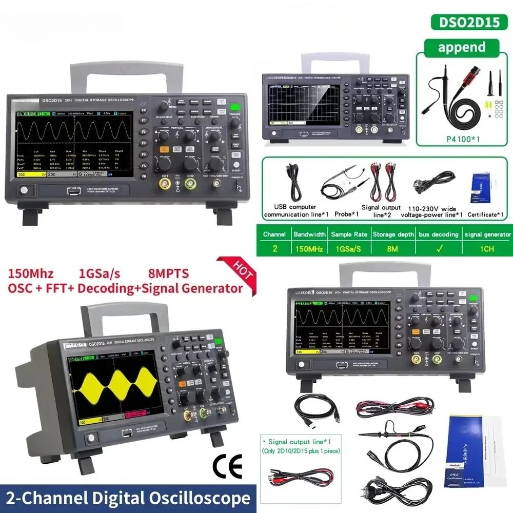 

Hot saleDSO2D15 Digital Oscilloscope and Signal Generator with Bus Decoding Function