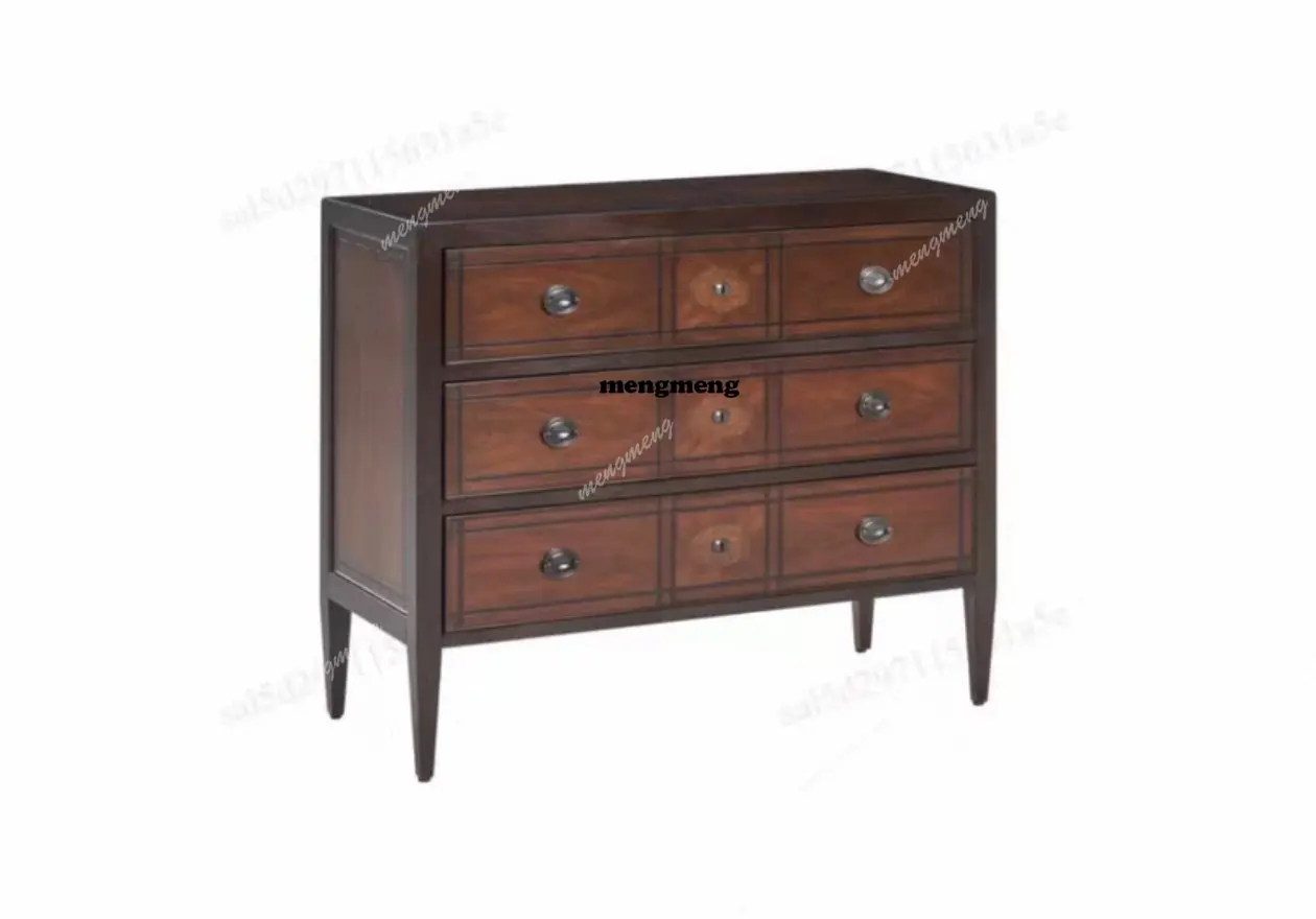 American retro light luxury solid wood chest cabinet locker living room wall storage drawer cabinet