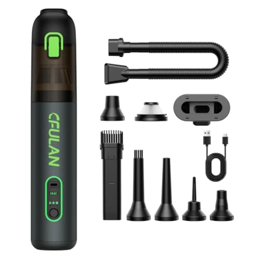

Car Vacuum Portable Cordless 21000Pa 4-in-1 Handheld Mini Vacuum Cleaner with 8 Attachments 3 Suction Modes One-Touch Empty Typ