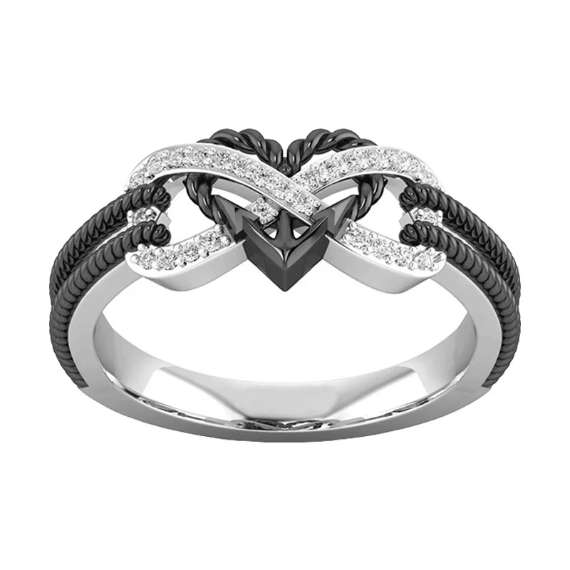 Charm Couple Rings For Men Stainless Steel Celtic Dragon Ring Heart Black Zircon Women Wedding Rings Set Valentine\'s Day Jewelry