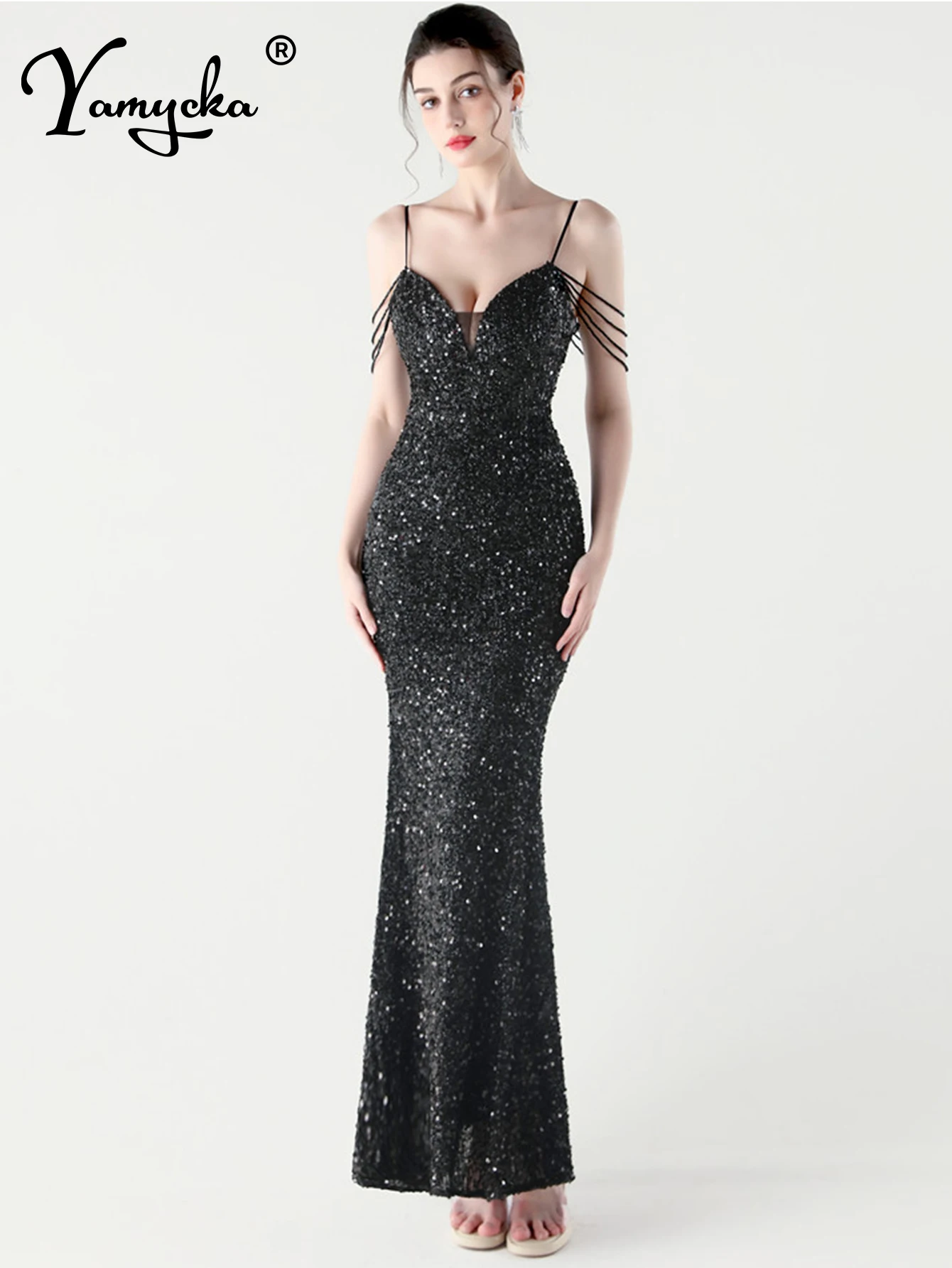 Sexy sem costas festa vestidos longos 2025 mulher lantejoulas aniversário vestido de verão feminino elegante cocktail baile de formatura vestidos de noite hl