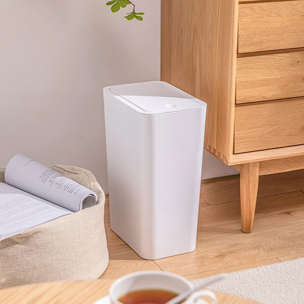 

Square Trash Can Trashcans for Kitchens with Lid Slim Bathroom Rectangle Office Bin