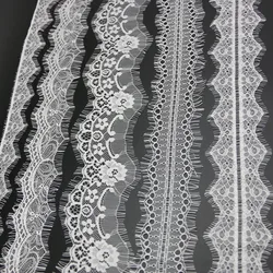 (3 meters/lot) White Eyelash lace fabric Sewing Garment Ribbon Wedding Dress Curtain Material