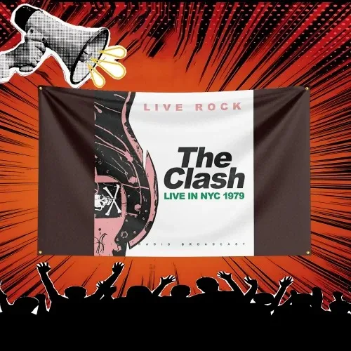 The Clash Inspired Rock Music Flag  Polyester Banner For Bedroom Wall Decor Music Fans Gift