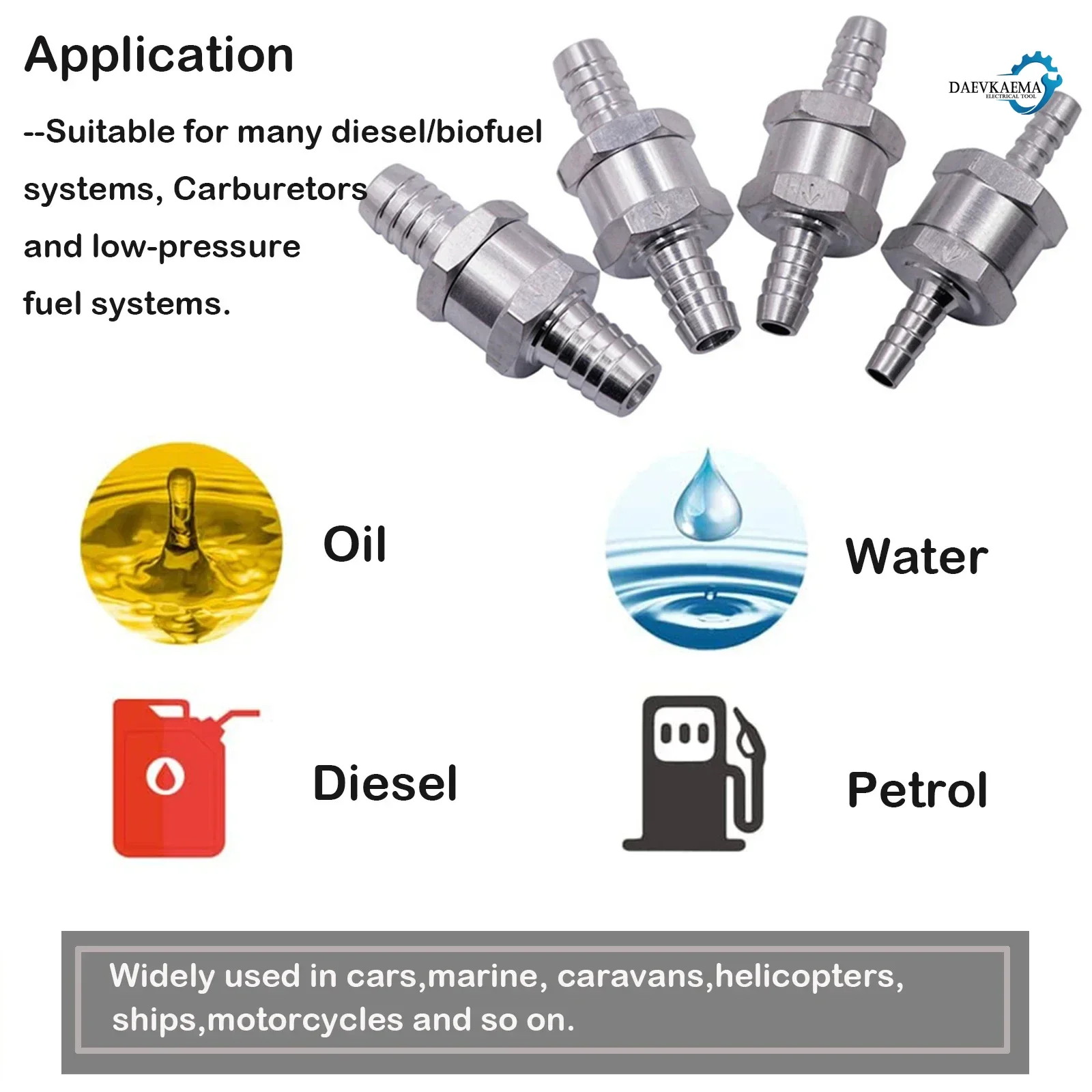 الوقود غير العودة صمام الاختيار 6/8/10/12 مللي متر سبائك الألومنيوم البنزين الديزل خط الوقود المياه طريقة واحدة لبيجو رينو #5