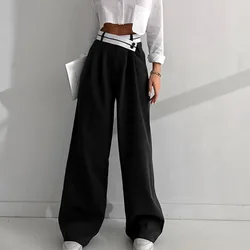 Pantalones de pierna ancha para mujer, traje informal con contraste de Color, ideal para primavera y verano, 2023