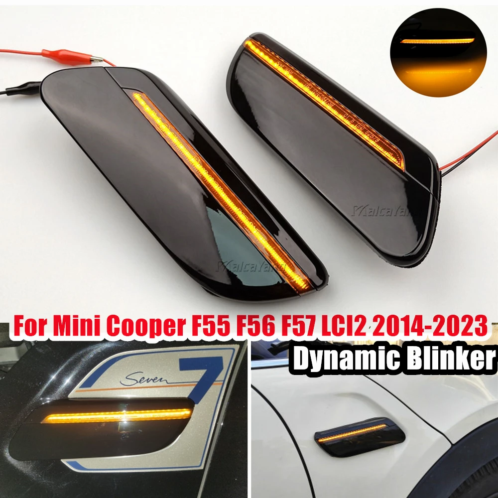 For Mini Cooper F55 F56 F57 2014-2022 Car Styling Dynamic Fender Led Side Marker Blinkers Turn Signal Scuttle Decoration