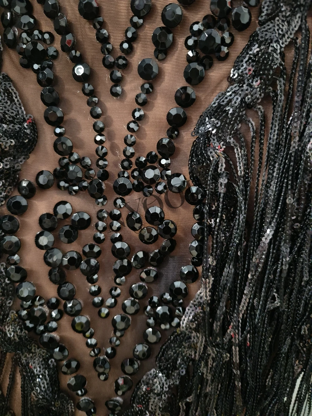 Sparkly Strass Quasten Geburtstag Feiern Abendkleid Frauen Sexy Mesh Transparent Leistung Tanz Kostüm Bühne Tragen