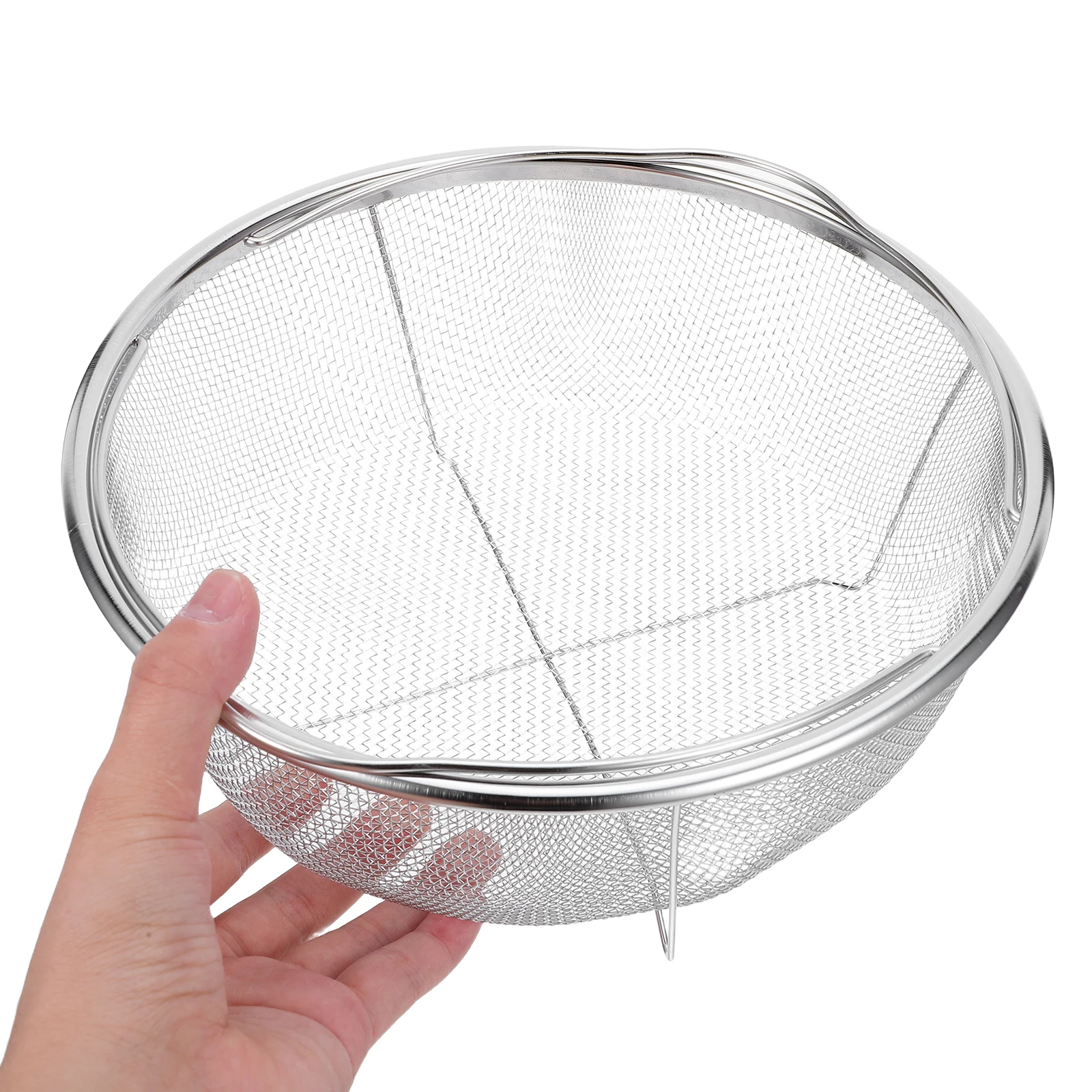

Multi-Function Stainless Steel Draining Basket 1pc Kitchen Frying Tool for Fried Food and Fruit Cleaning Gadget