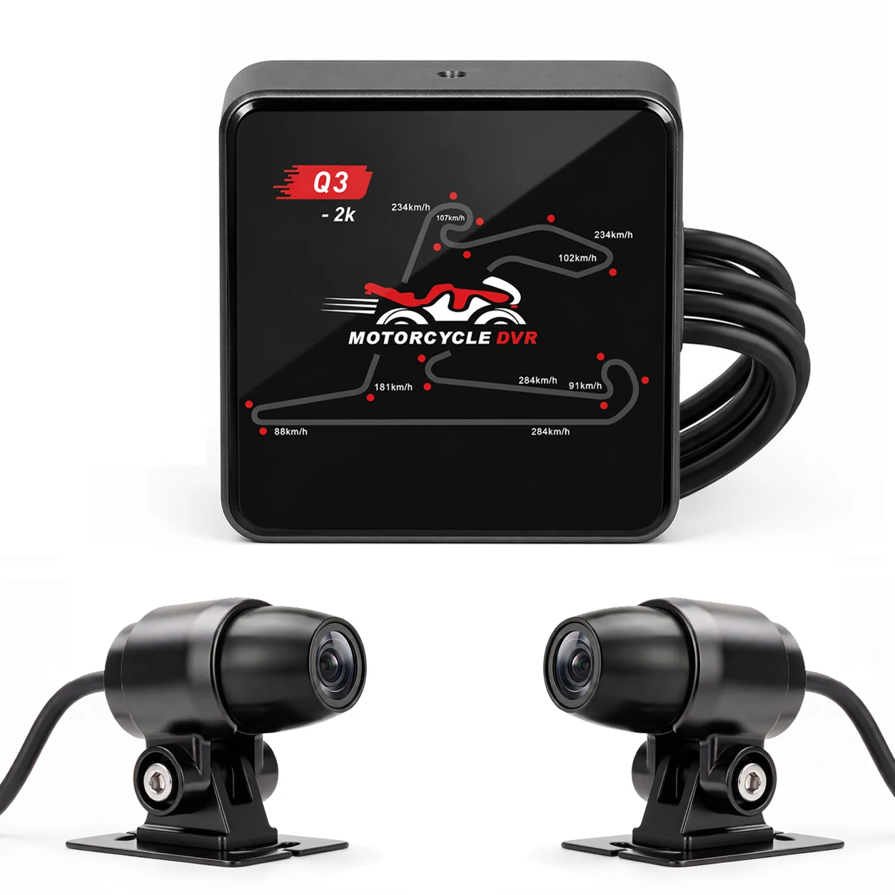 Motorcycle Dash Cam 2K Front & Rear 1440P Waterproof Cameras，5GHz WiFi Parking Mode GPS Night Vision Motorbike DVR