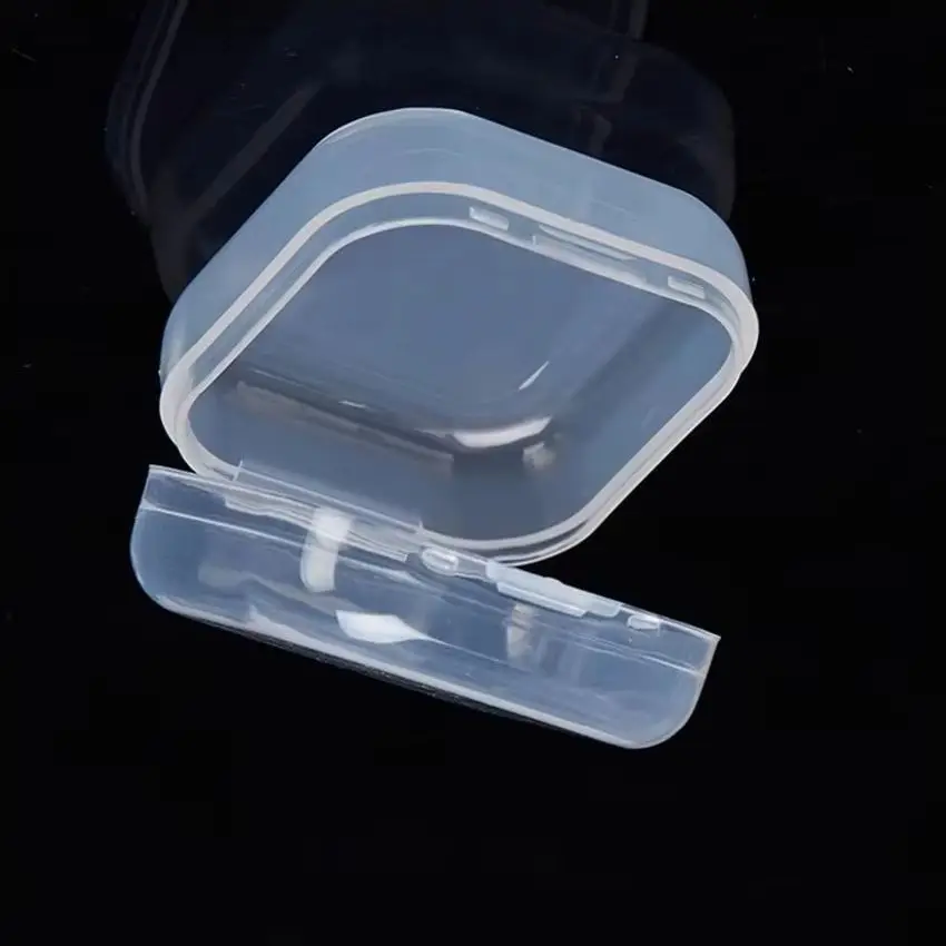 New Plastic Box Clear Storage Case Collection Organizer Container with Hinged Lid for Organizing Small Parts 3.5x3.5x1.8cm