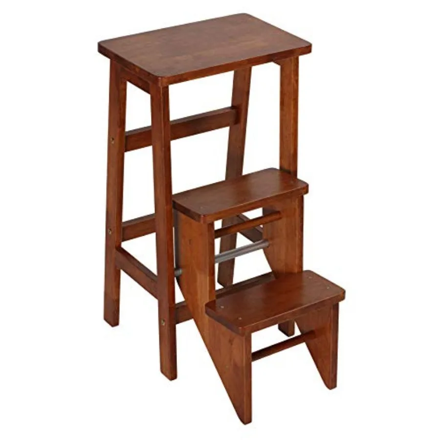 

Druzi Stepstool 3 in 1 Design Barstool Stepstool Ladder Oak Color