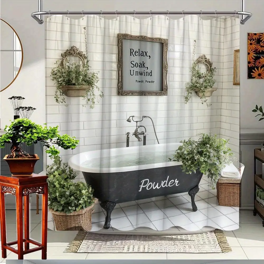 

Elegant Vintage Claw Tub Shower Curtain Polyester Waterproof Bathroom Spa Decor Curtain Luxury Farmhouse Style Home Decor