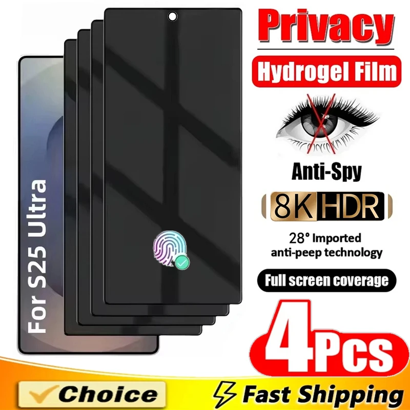 

4Pcs Privacy Hydrogel Film For Samsung S23 S22 S21 S24 S25 Ultra S20 FE S9 S8 S10 Plus Screen Protector For Galaxy Note 20 Ultra