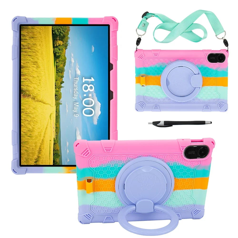 Soft Silicone Stand Case For Xiaomi Redmi Pad 2 11 inch 2025 360 Rotating Handle Kids Tablet Cover Redmi Pad 2 11'' Funda