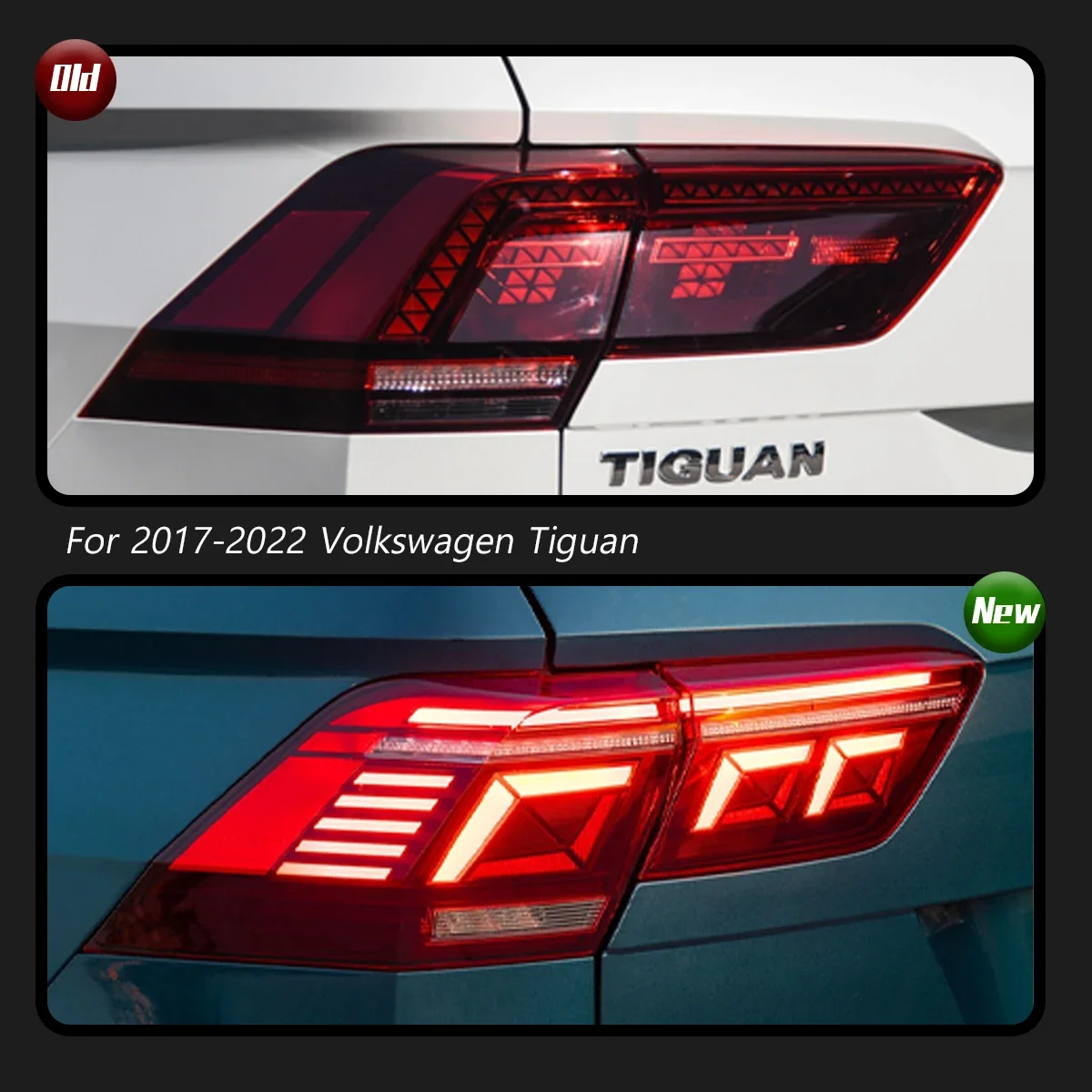 TYPY New LED Taillight Upgrade Modified Full Tail Lamp Car Accessories For Volkswagen Tiguan 2017-2022 Dynamic Turn Signals