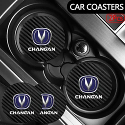 2Pcs Leather Coaster Anti-noise Water Cup Pad Cushion For Changan CS75 CS35 CS15 CS95 RAETON CX70 CS55 EADO CX20 CS15EV Alsvin