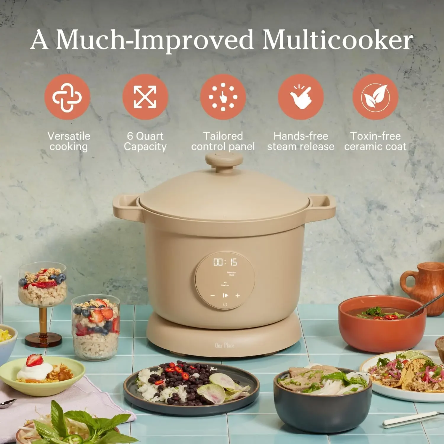 Our Place Dream Cooker | 6-quart Multicooker | 4 Versatile Modes | Pressure Cook, Slow Cook, Sear & Saute, Keep Warm