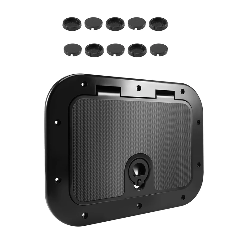 Marine Deck Plate Access Cover Pull Out Inspection Hatch With Latch For Boat Kayak Canoe, 14.96 X 11.02 Inch / 380 X 280Mm -Blac