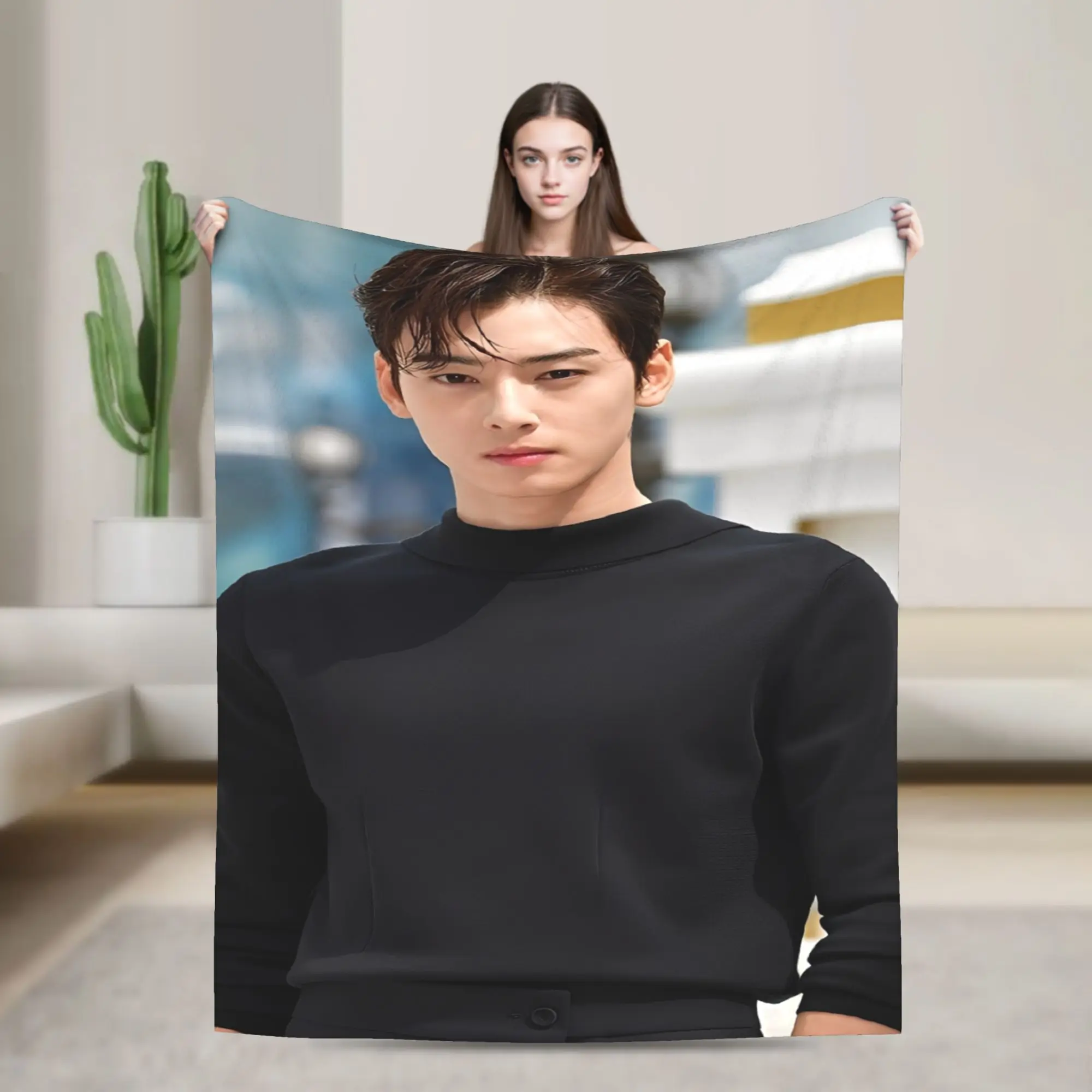 Comfort CHA EUN WOO kpop ASTRO idol Blanket Merch Sofa Decorative  Throw Blankets Warm Coral Fleece Plush for Office