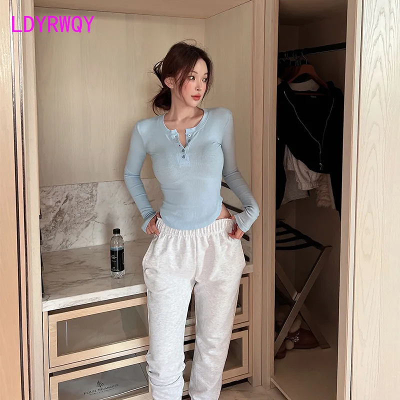 

Autumn and Winter New Style Curved Bottom Half Open Neck Short Versatile Long Sleeve Underlay T-shirt for Women