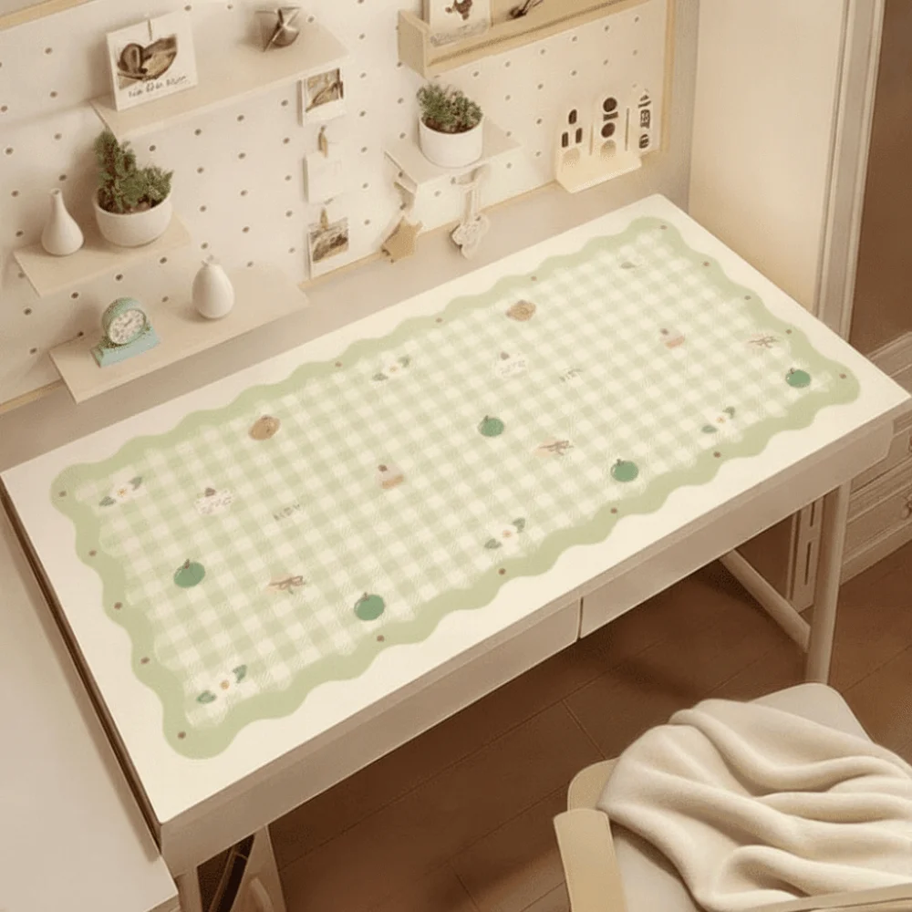 Study Cushion Gingham Cartoon Desk Mat Waterproof Wavy Keyboard Mat Thick Large Mouse Pad Girls