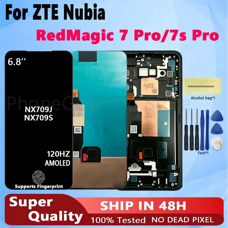 6.8'' Orig 120HZ AMOLED For ZTE Nubia RedMagic 7 Pro NX709J 7S Pro LCD Display Screen+Touch Panel Digitizer Full Assembly