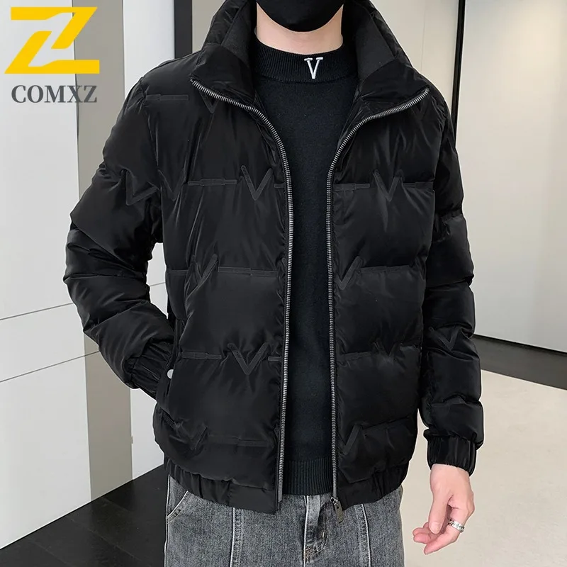 

COMXZ Мужской пуховик Новый модный короткий воротник-стойка для катания на лыжах Теплая куртка-пуховик Snow Adventure Легкий дизайн Зимняя куртка