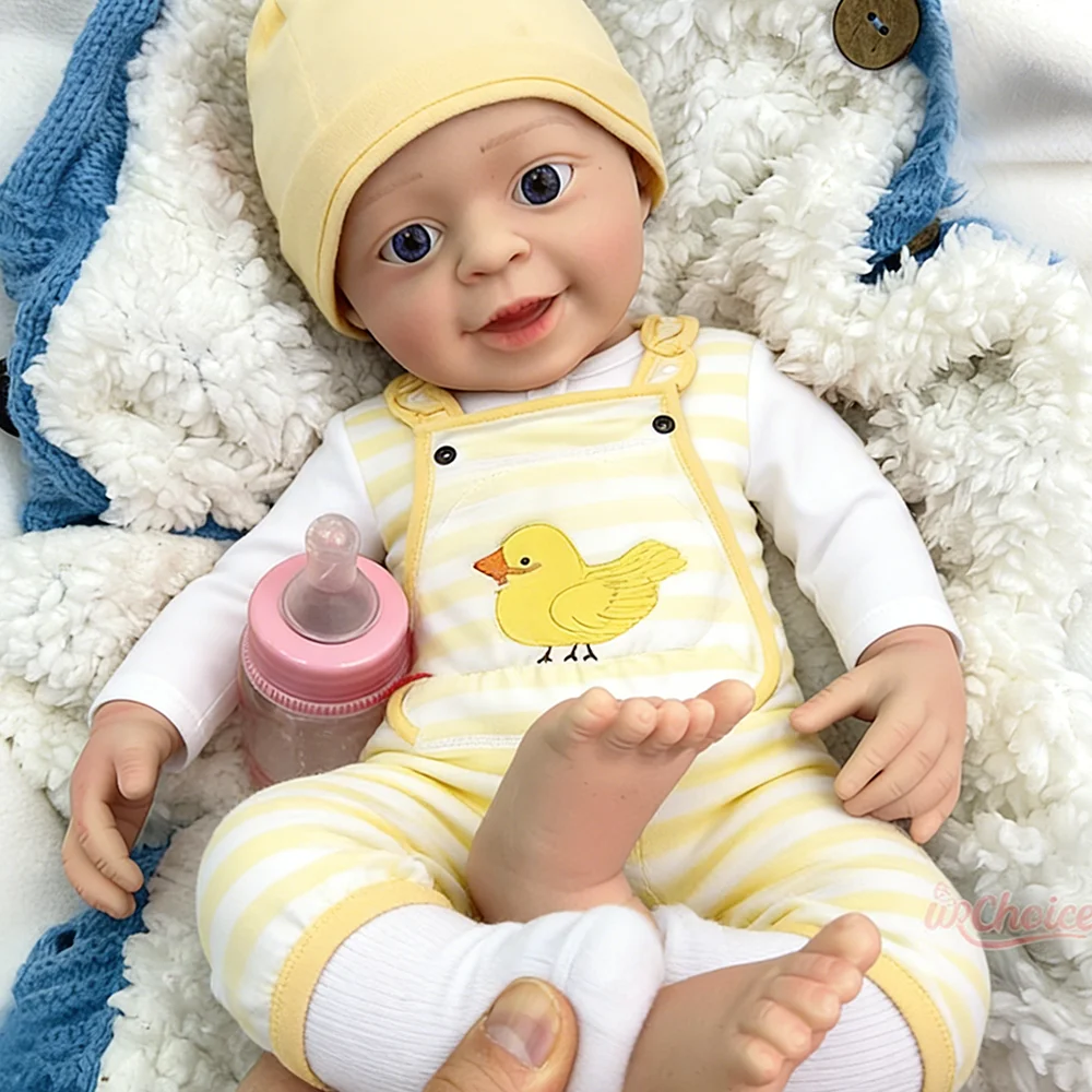 

Реалистичная силиконовая кукла-реборн мальчик 18 дюймов, полнотелая, мягкая, ручной работы, с голубыми глазами, утяжеленная, как новорожденный, идеальный подарок на Пасху