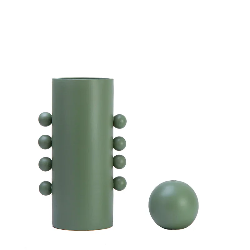 

Green ceramic flower ornaments, modern creative shapes, ceramic handicrafts, dried flower vases