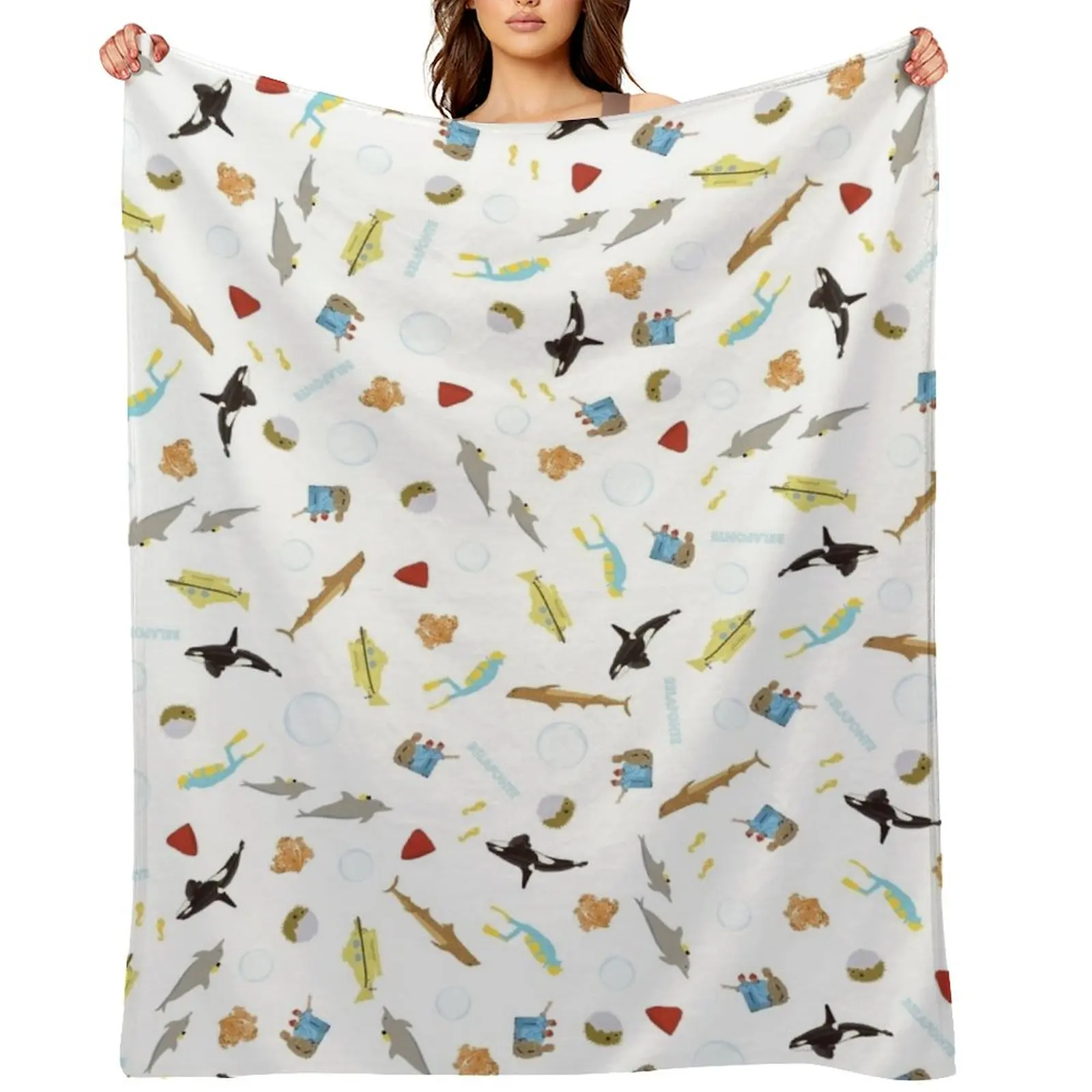 

The Life Aquatic with Steve Zissou: Repeat Pattern Throw Blanket Camping Baby Moving Luxury Thicken Blankets