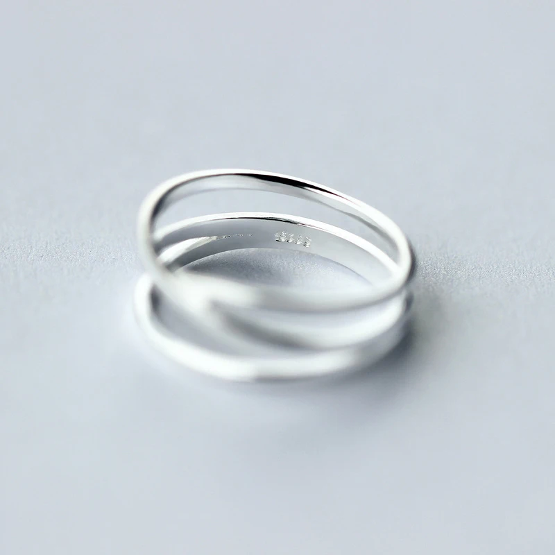 Modian Genuine 925 Sterling Silver Simple Cross Finger Ring for Women Fashion 3 Sizes Ring Minimalist Style Fine Jewelry Bijoux