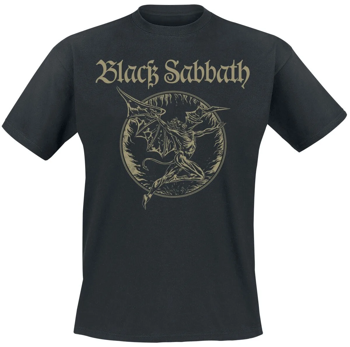 Camiseta de Algodão Vintage Black Sabbath com Gráfico Gótico de Demônio, Estilo Heavy Metal, Manga Curta Preta Unissex