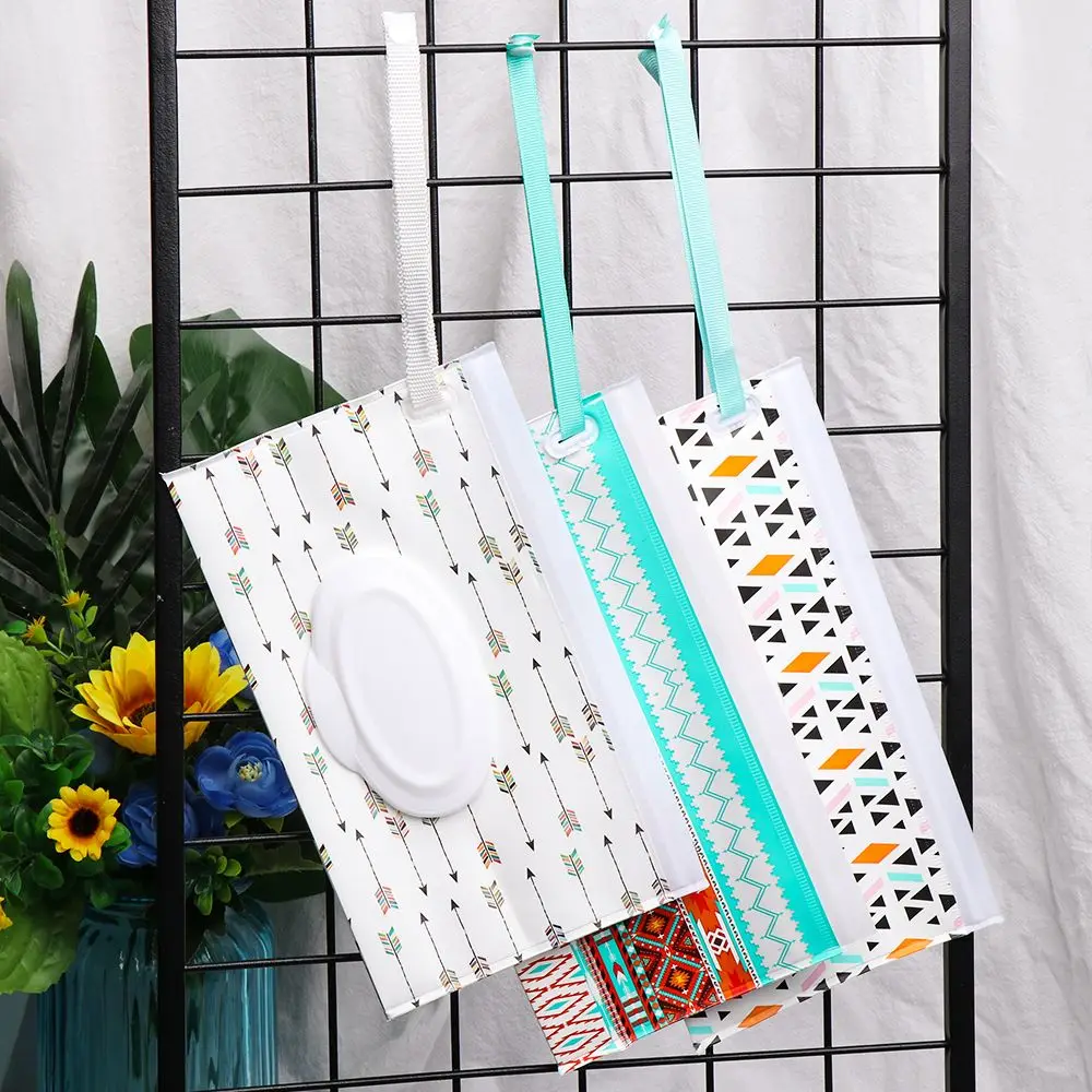 Flip Cover Tissue Box Baby Wet Wipes Bag Cosmetic Pouch Portable Snap-Strap Carrying Case Outdoor Useful Stroller Accessories