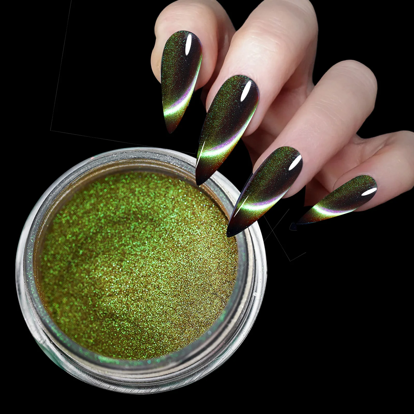 9d hd Katze Magnet Nagel pulver Shinn ing Chamäleon Effekt Glitter Chrom Pigment Staub UV Gel politur Nail Art Glitzer Katzenaugen