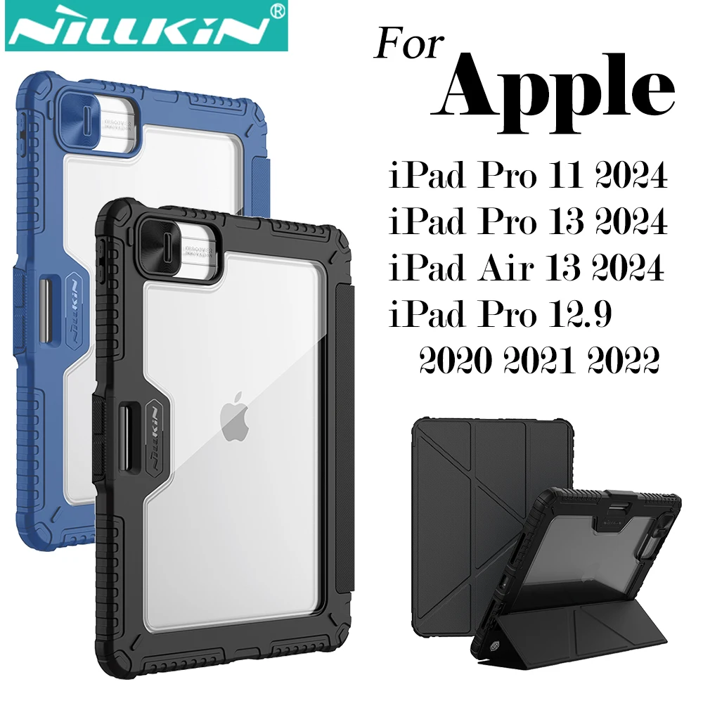 

Nillkin for iPad Air 13 2024/Pro11 2024/Pro12.9 20/21/22 Bumper Pro Leather Case Slide Camera Protection Shield Smart Flip Cover