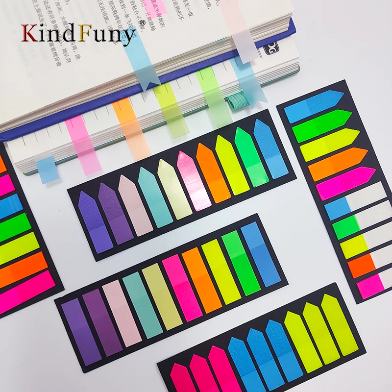 KindFuny 200pcs Transparent Sticky Notes Tab Self-Adhesive Posted It Clear канцелярия Annotation Books Page Marker Stationery