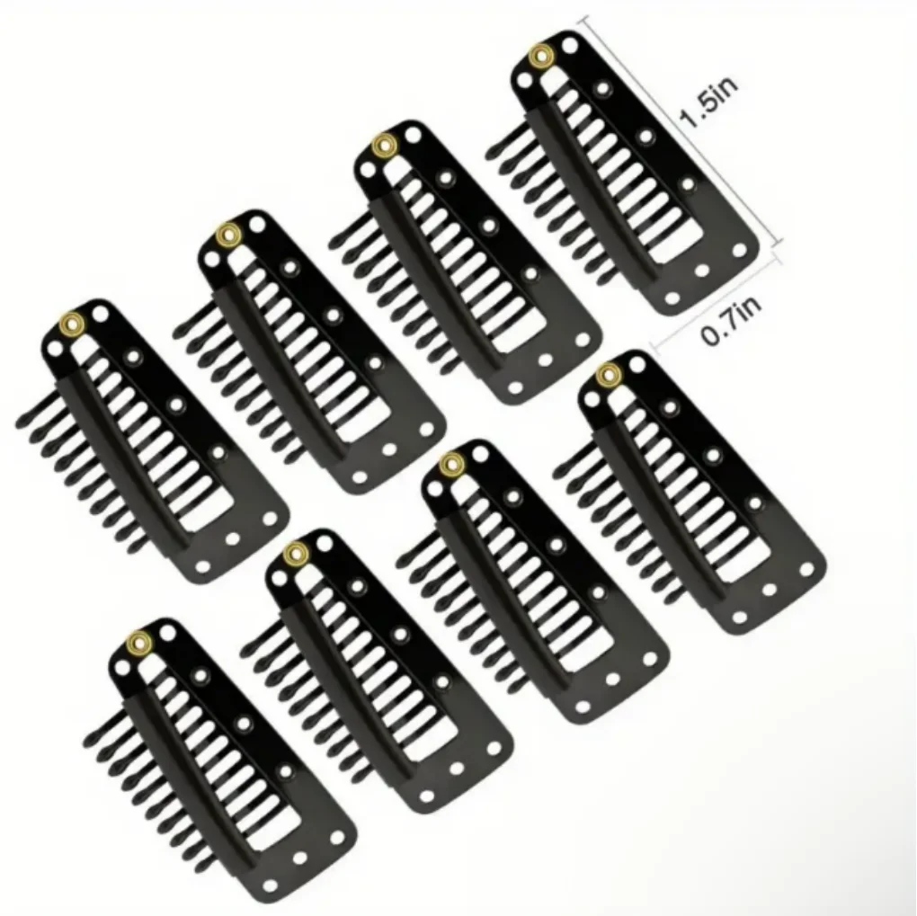 50 stks/pak Nep Haar Clip met Rubber voor Haarverlenging DIY Clip Haarverlenging 10 Tanden Pruik Stof Zwart Wit S Bruin