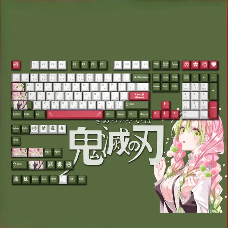 

Demon Slayer Keycaps Customization Cartoon Character Kanroji Mitsuri Mechanical Keyboard Keycaps Accessories PBT 128 Keys AkkoRK