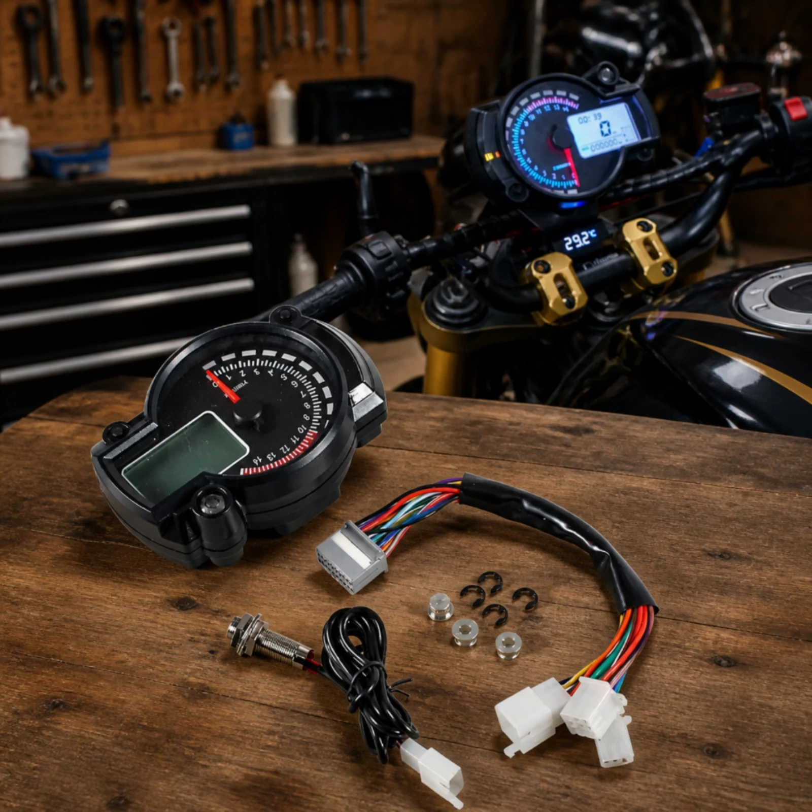 Digital Speedometer Universal Digital Odometer Instrument Cluster LCD Gauge Round for Motorcyclists, Motorcycles, Custom Builds