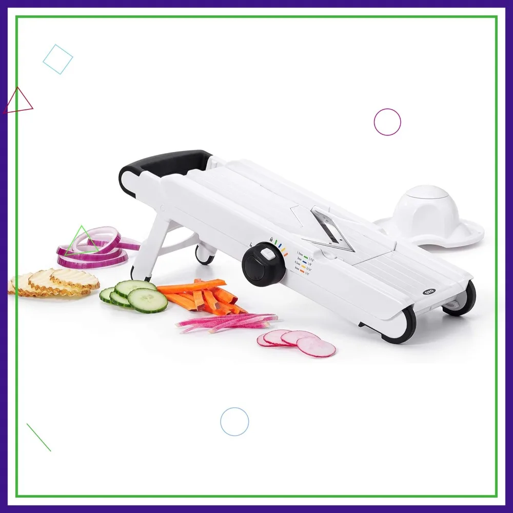

V-Blade Mandoline Slicer for Kitchen, White - Easy Vegetable Cutter with Adjustable Thickness