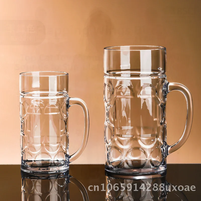 Large Capacity Acrylic Beer Mug Pineapple Shaped Draft Cup Drop-Proof Plastic Hero Cup with Handle for Commercial Bar Tea