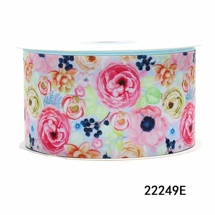 5Yards Spring Flower Ribbons Grosgrain Ribbon for Hairbows DIY Sewing Materials