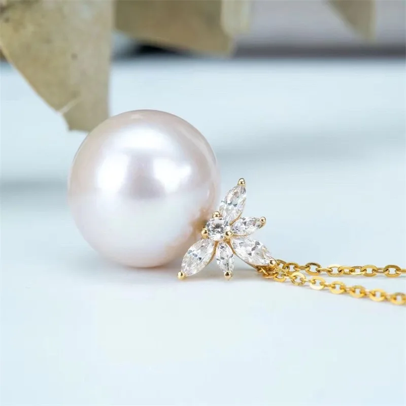 18k women Akoya pearl necklace AAAA+ 10mm White Pearl Pendants  classic banquet wedding fashion accessories D-081205