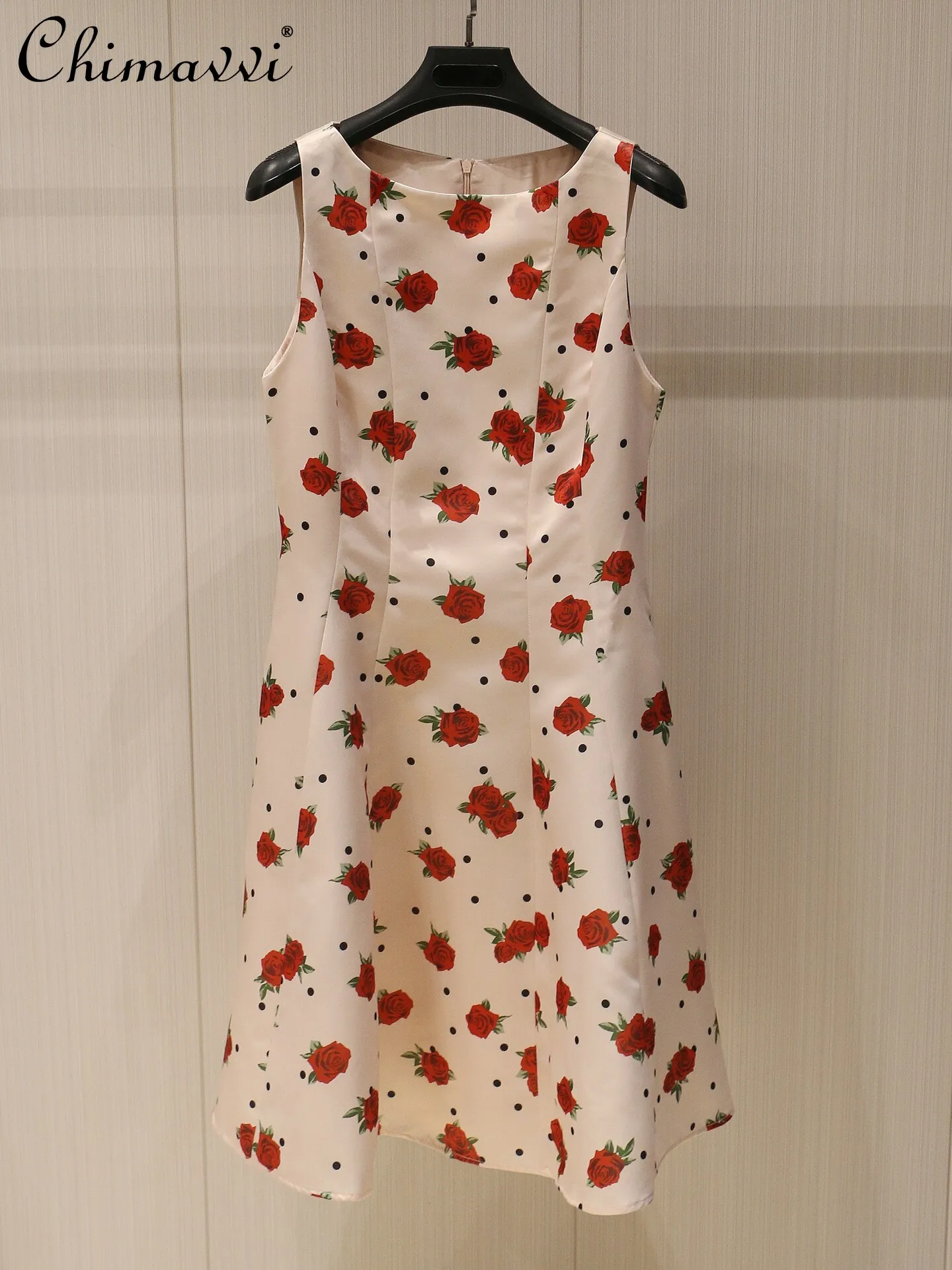 

Fashion Rose Print Sleeveless Dress Women's 2026 Spring and Summer New High-end Sleeveless Slim-fit Elegant Short Dresses