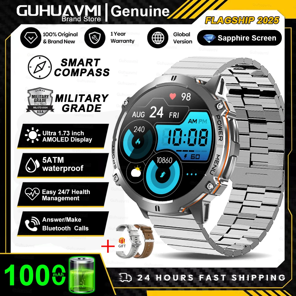 T-Rex 3 Militaire kwaliteit 1000 mAh batterij Smart Watch 10ATM Waterdicht GPS Kompas Hoogtemeter Oproep AMOLED Mannen Zwemmen Sport Smartwatch
