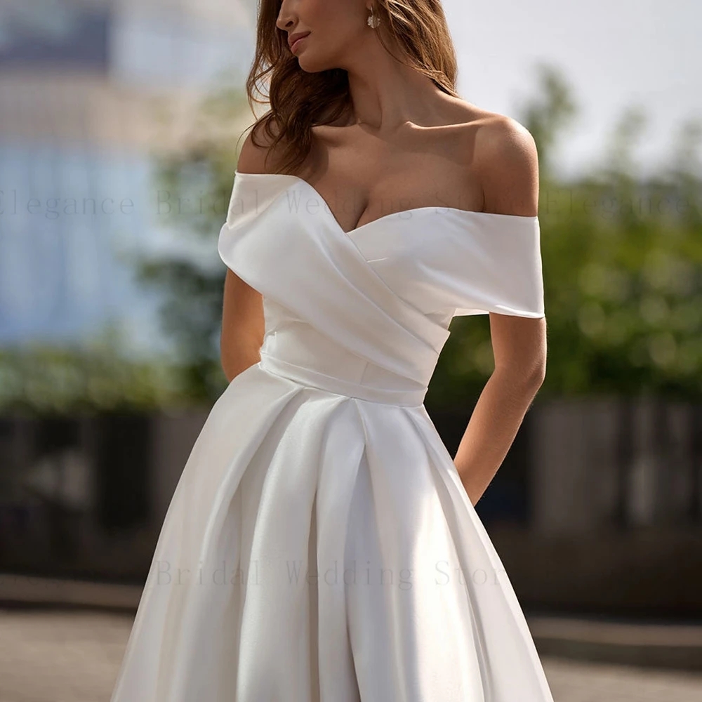 Robe de Mariée Sexy en Satin Blanc avec Fente pour Fille, Ligne A, Éducative, 2023