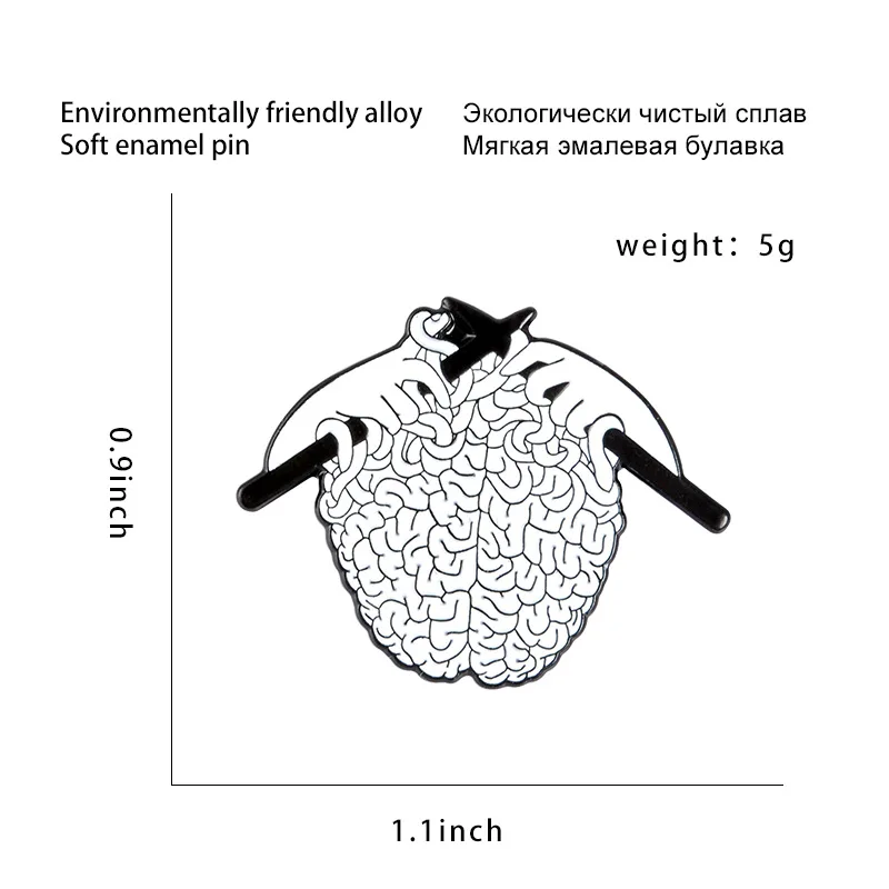 Transfronteiriça venda quente novo produto suéter de tricô criativo em forma de cérebro broche de design personalizado