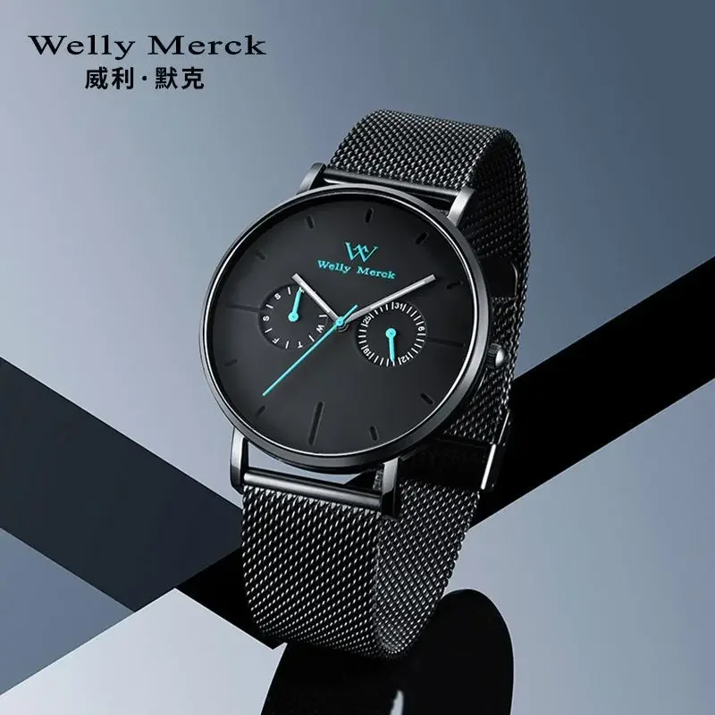 Echt Welly Merck Heren Quartz Horloge Slanke Mode Eenvoudige Studentenhorloges