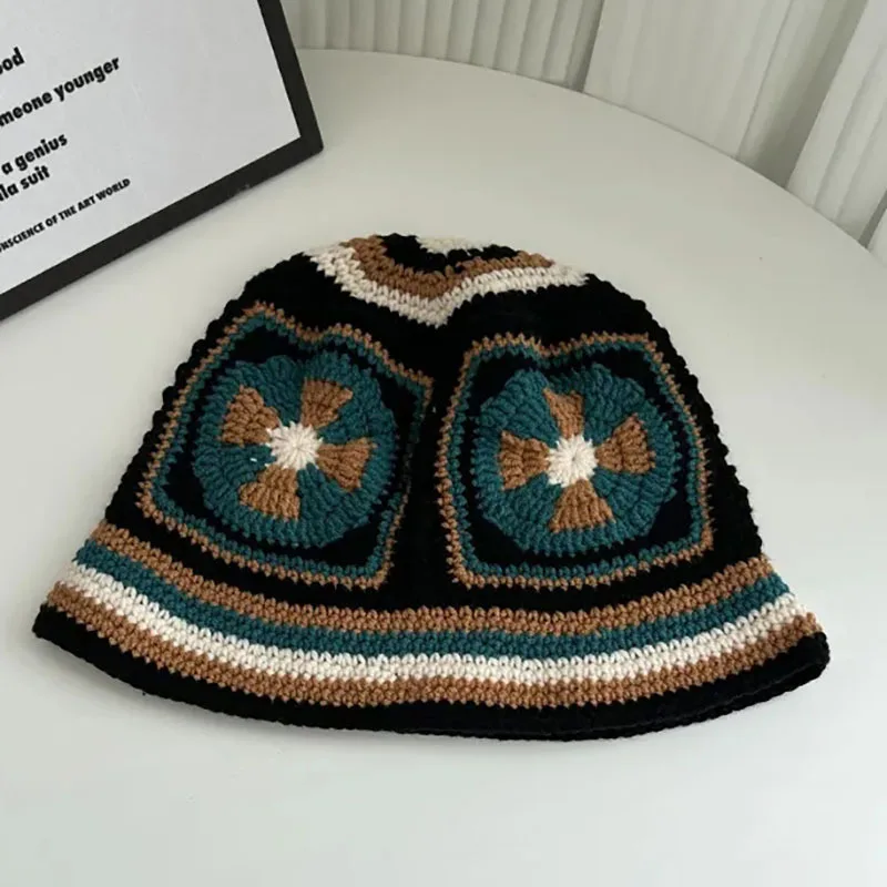 2023 여성용 수제 크로셰 버킷 모자, Y2k 패션, 여름 해변, 한국 할로우 니트 모자, 신제품